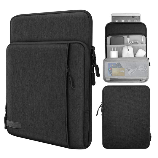 MoKo 9-11 Inch Tablet Sleeve Bag Carrying Case with Storage Pockets Fits New 11-inch iPad Air M4 2026/iPad Pro M5, iPad Pro/A16 11, iPad Air 5/4th 10.9, iPad 9/8th 10.2, Tab S8/S9 11,Black & Gray