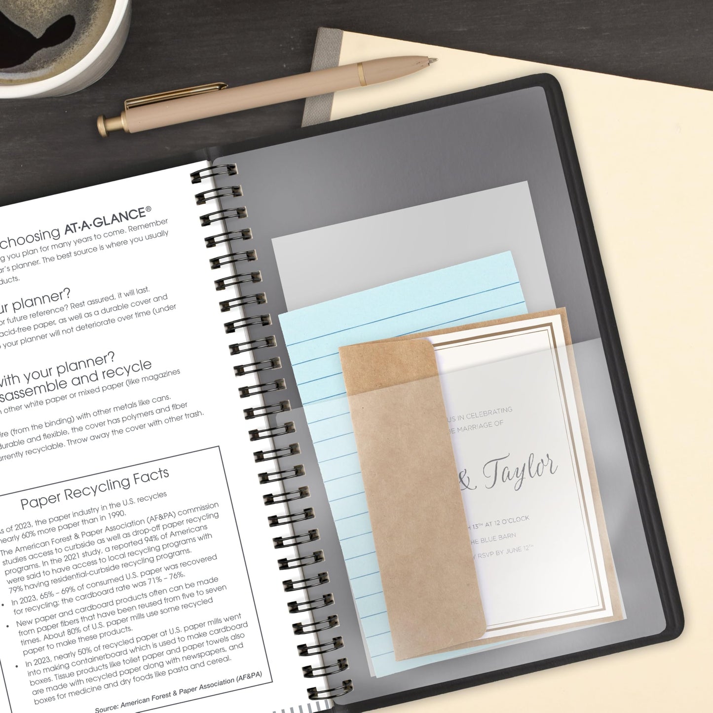 AT-A-GLANCE Planner 2026-2027 Weekly Academic 14-Month July-August Hourly Appointment Book, 5" x 8", Black (7010105)