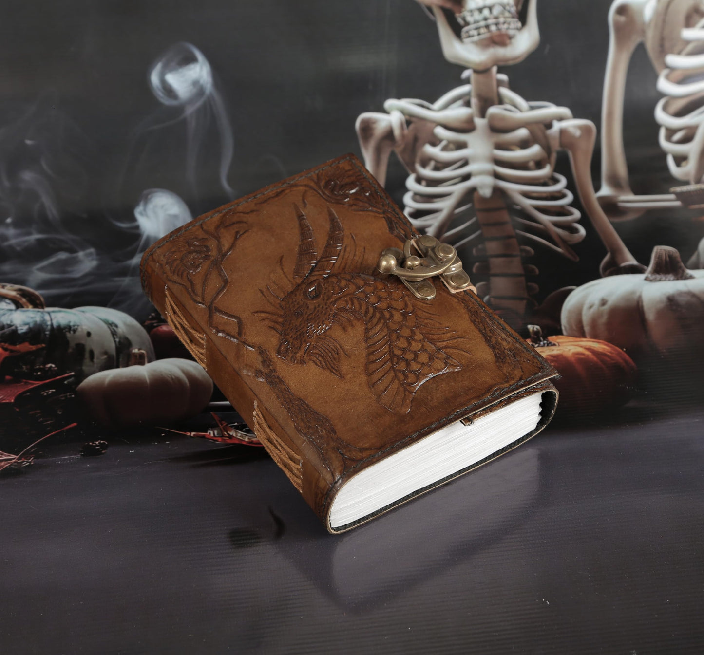 Shaista Handicraft Embossed leather bound journal dragon game of thrones diary with clasp lock vintage perfect notebook blank book of shadows unlined paper sketchbook 7x5 Inch