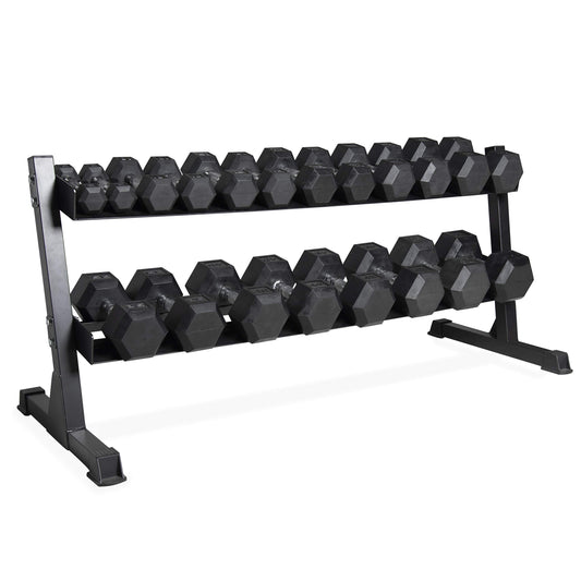 CAP 550 LB Dumbbell Set with 2-Tier Rack, Rubber Hex Weights Dumbbells Set, Home Gym Weight Set for Strength Training, Comfort Grip, Black Rack