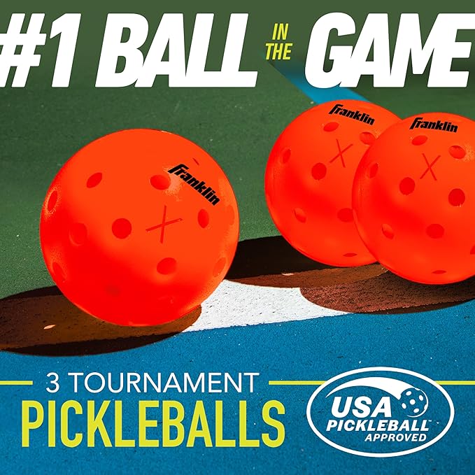 Franklin Sports X-40 Outdoor Pickleballs - Official Ball of USA Pickleball, APP Tour + US Open - Regulation Size