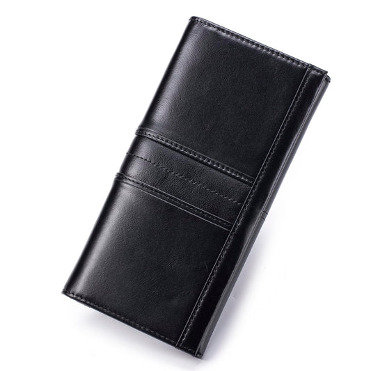 LUKZIJAES Wallets for Women Slim Long RFID Blocking Ladies Genuine Leather Bifold Wallet Womens with ID Window Coin Pocket (#1-Black)