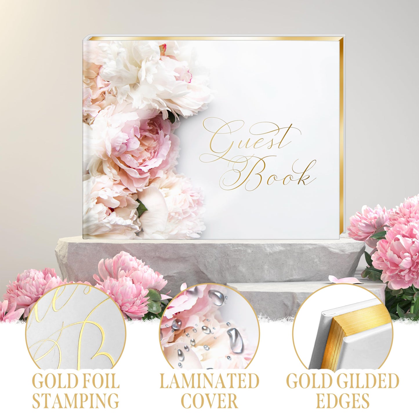 CompanyLyon Wedding Guestbook 128 Pages, Guestbook Hardcover, with Additional Letters Mr & Mrs. Guestbooks, Guestbook for Wedding, Guestbook for Wedding, Receptionbooks, Guestbook Wedding Reception.