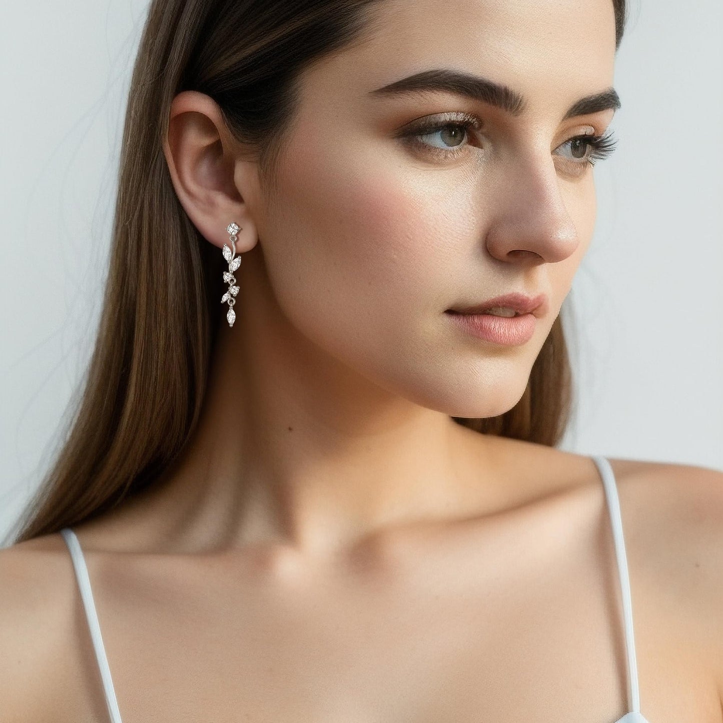 FANZE Marquise Cubic Zirconia Wedding Earrings for Women Brides Bridesmaids, Crystal Dangle Drop Gold and Silver Earrings for Women Jewelry Gifts