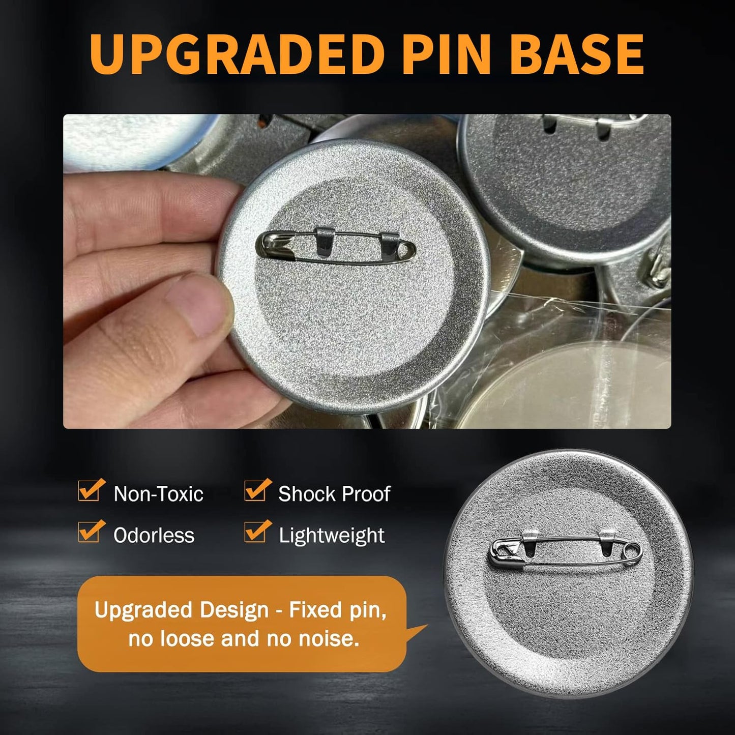 100 Sets 58mm / 2.25 in (Approx. 2-1/4 inch) Button Making Supplies for Your Round Button Maker Machine, Including Metal Covers, Metal pin Back Cover, Clear Plastic Film, Blank Paper & Gasket
