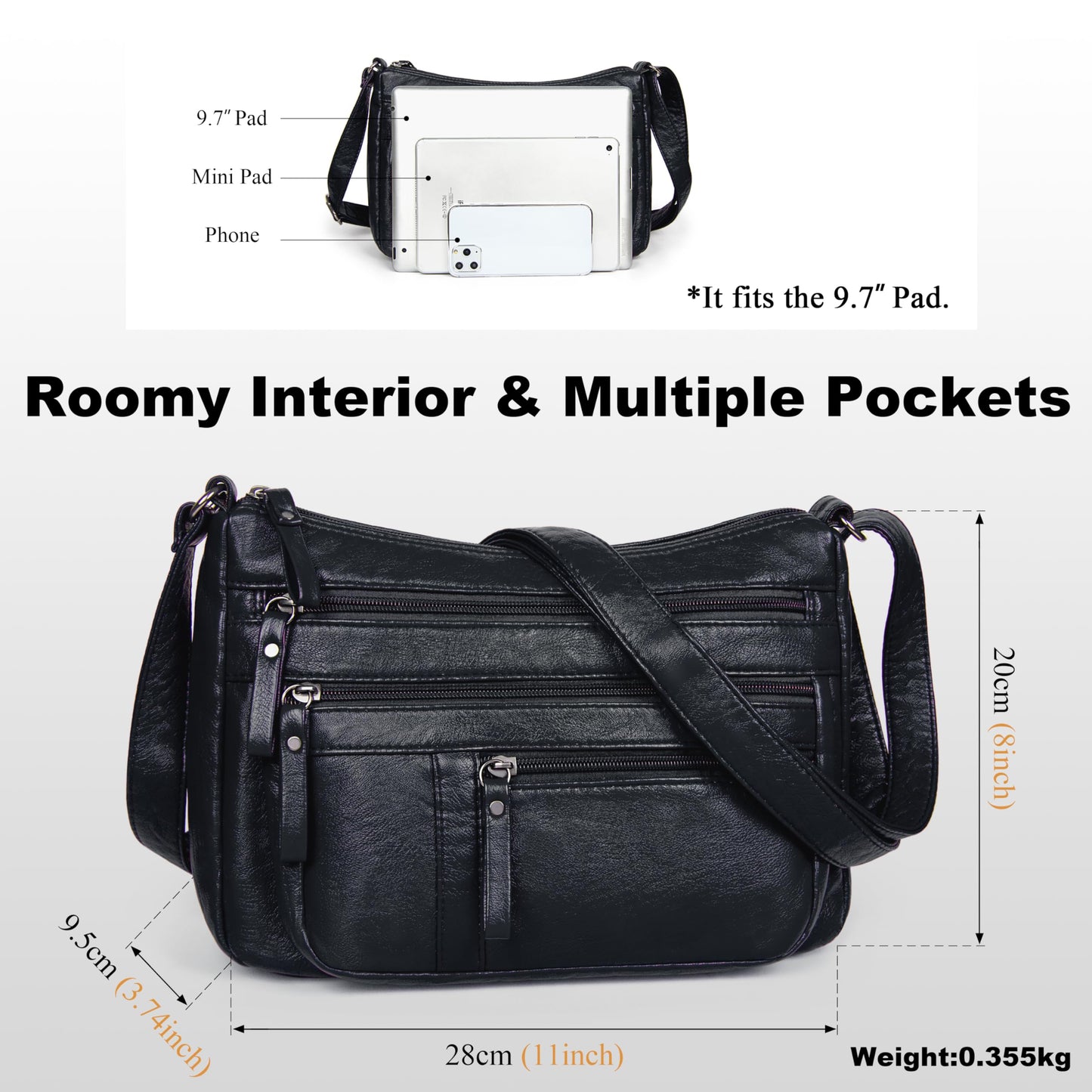 VOLGANIK ROCK Vegan Leather Purses for Women Lightweight and Soft Womens Crossbody Handbags with Multi Pockets, Card Slot, Gift for Women