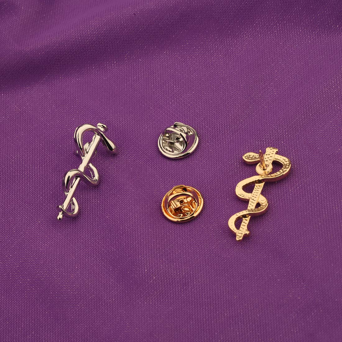 Zuo Bao Medical Jewelry Wand Brooch Label Pin Emblem Pin Medicine Snake Caduceus Nursing Gift for Doctor Nurse Therapeutist (Gold)