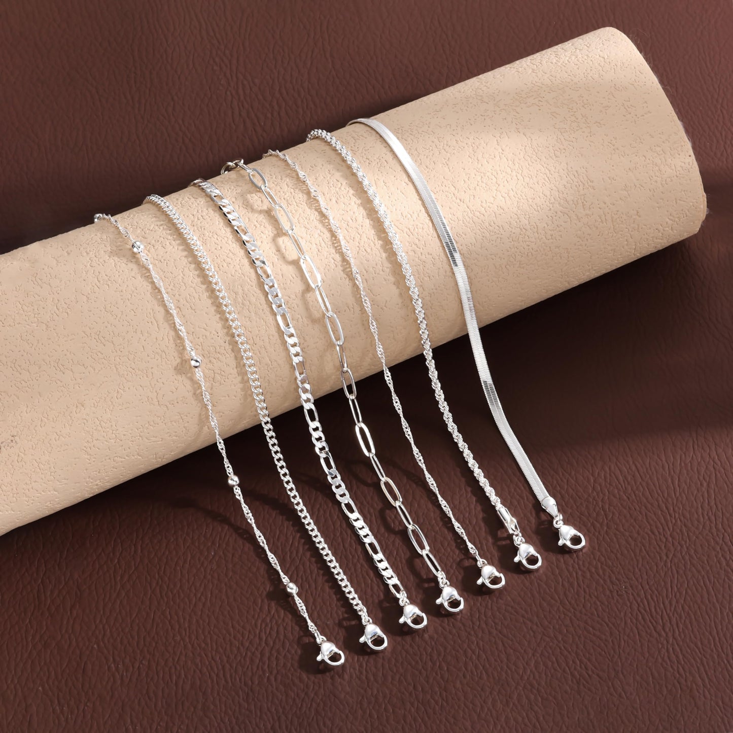 Tewiky Waterproof Gold Bracelets for Women Non Tarnish - Dainty Stack 14K Gold Plated/Sterling Silver Chain Bracelets Set Adjustable Trendy Jewelry for Women
