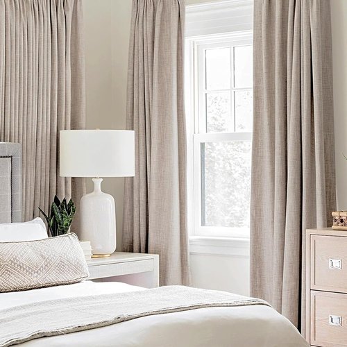 MIULEE Blackout Curtains - Linen Texture Thermal Insulated Room Darkening Drapes | Natural Khaki, 52x72 Inch (2 Panels)