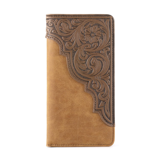 Montana West Western Wallet for Men Long Bifold Wallet with Card Slots RFID Blocking Cowboy Vintage Checkbook Wallet Gift for Men