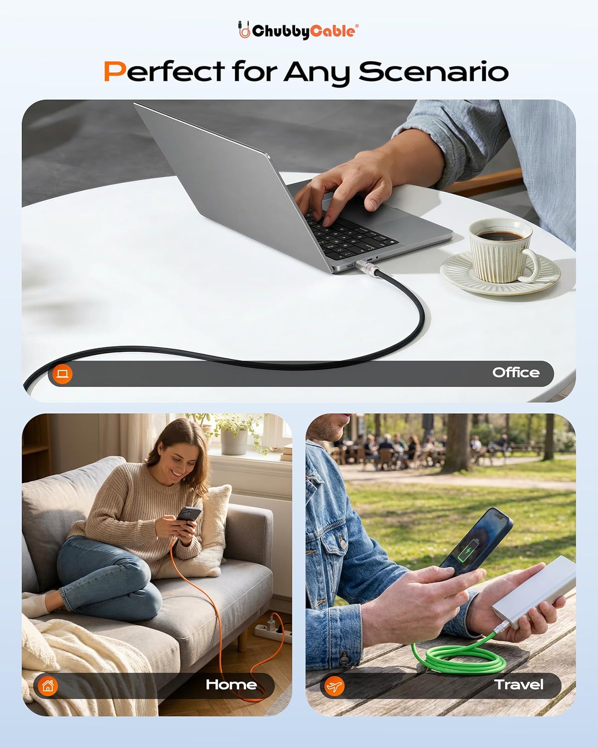 2.0 120W 17-15 9.8FT chubbycable Chubby USB C Fast Charging Cable Silicone Soft Durable USB C Cable Extra Thick Charger