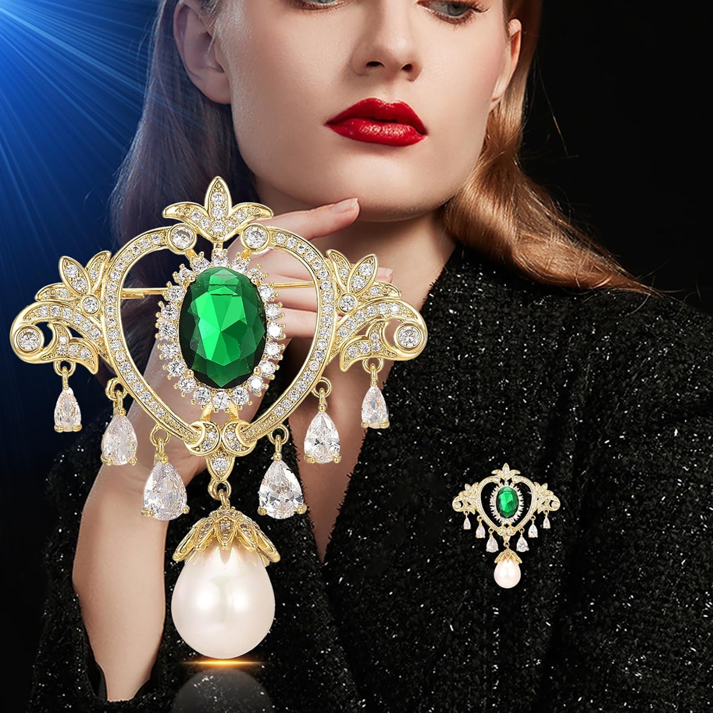 AILONMEI Brooches Jewelry for Women Fashion, Elegant Designer Costume Corsage Pearl Brooches & Pins Christmas Gift(Retro)