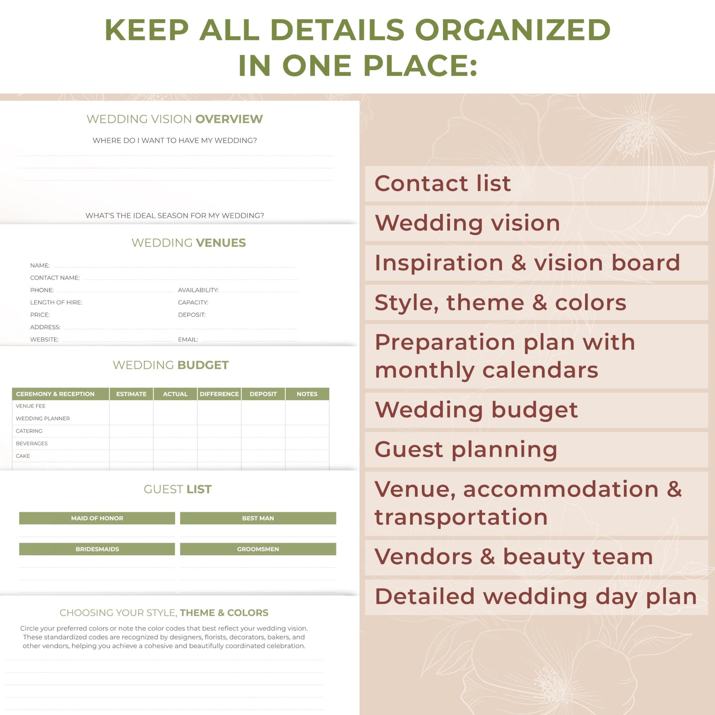 Clever Fox Wedding Planner Book and Organizer – Guided Wedding Planning Journal & Bridal Notebook with Tips & Checklists – Engagement Gifts for Bride or Engaged Couple (Rose Gold, White Foil)
