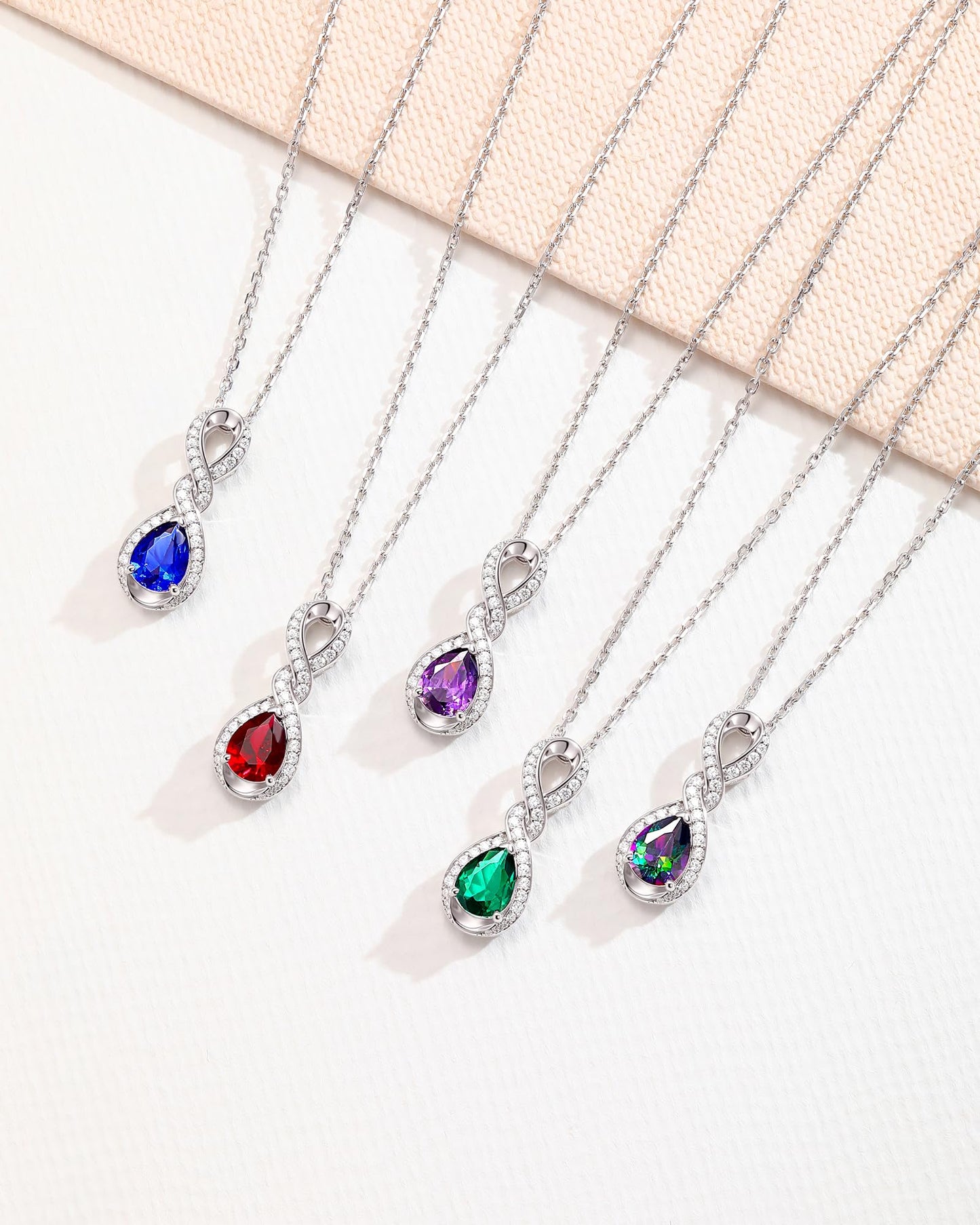 FANCIME Emerald Necklace May Birthstone Sterling Silver Dainty Infinity Knot Pendant Necklace Green Gemstone Fine Jewelry Anniversary Birthday Graduation Mothers Day Gifts for Women Mom