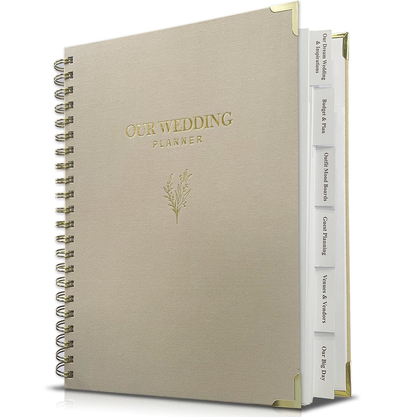 WeddingGiftsWedding Wedding Planner Book and Organizer for Bride - Elegant Linen Cover Wedding Planning Binder with Checklists,Pockets & Calendars,Perfect Engagement Gifts for Couples(Apricot)