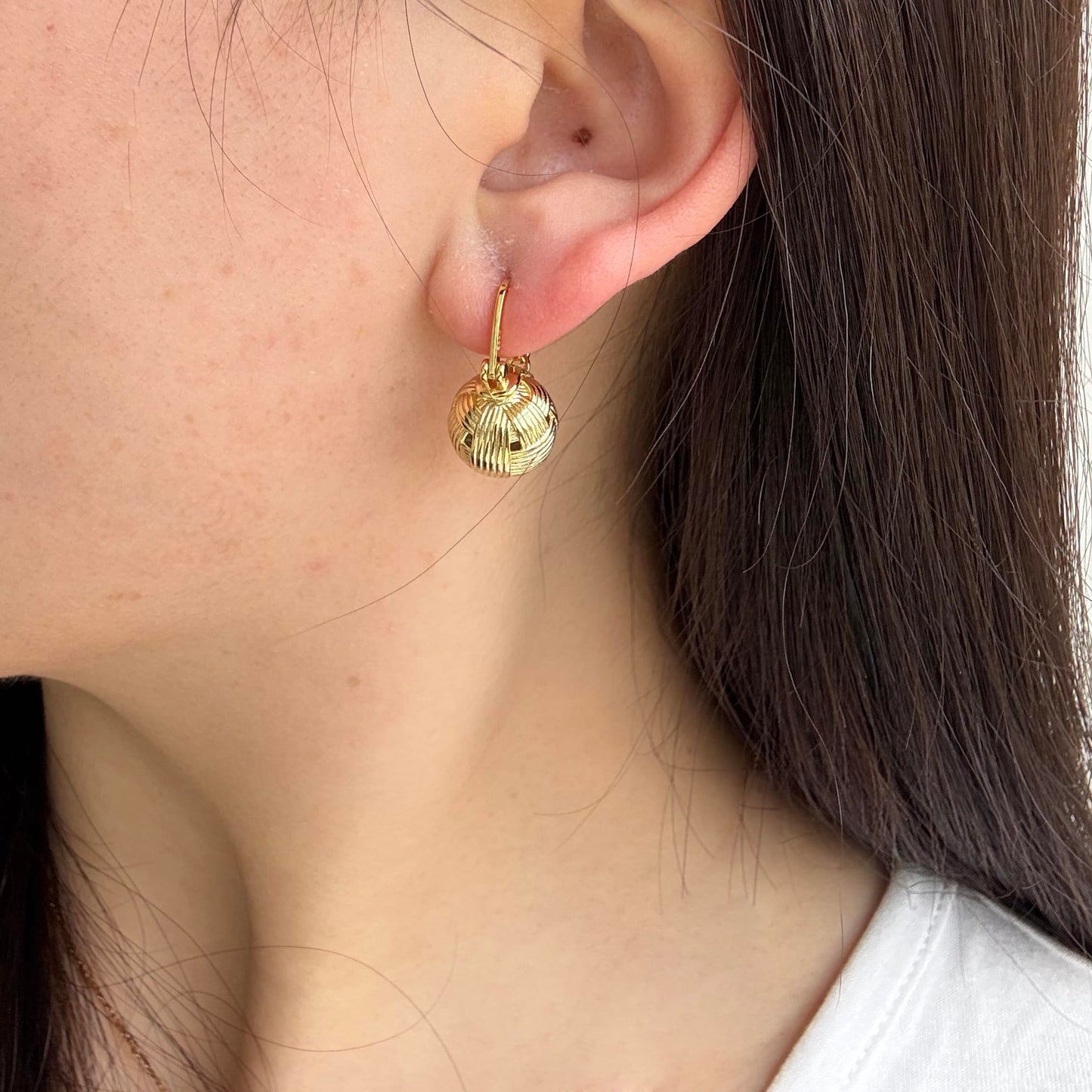 OwMell Elegant 925 Sterling Silver Pearl Drop Earrings Dangle Stud Silver Plated Earrings for Women Large Size 12mm - Weave Gold