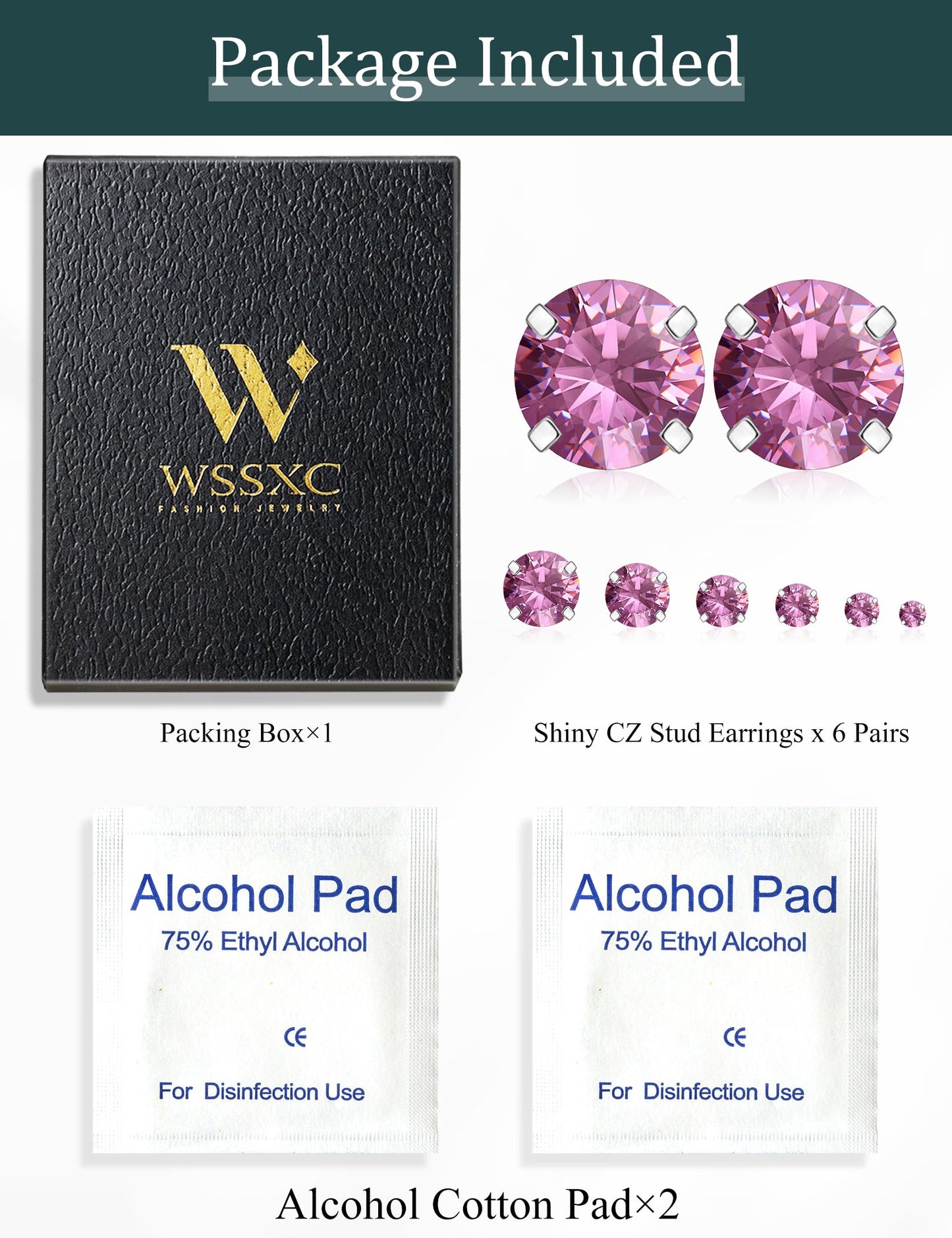 6 Pairs Hypoallergenic Cubic Zirconia Earrings Surgical Steel Flat Back Studs for Cartilage, Screw Back Fashion Jewelry
