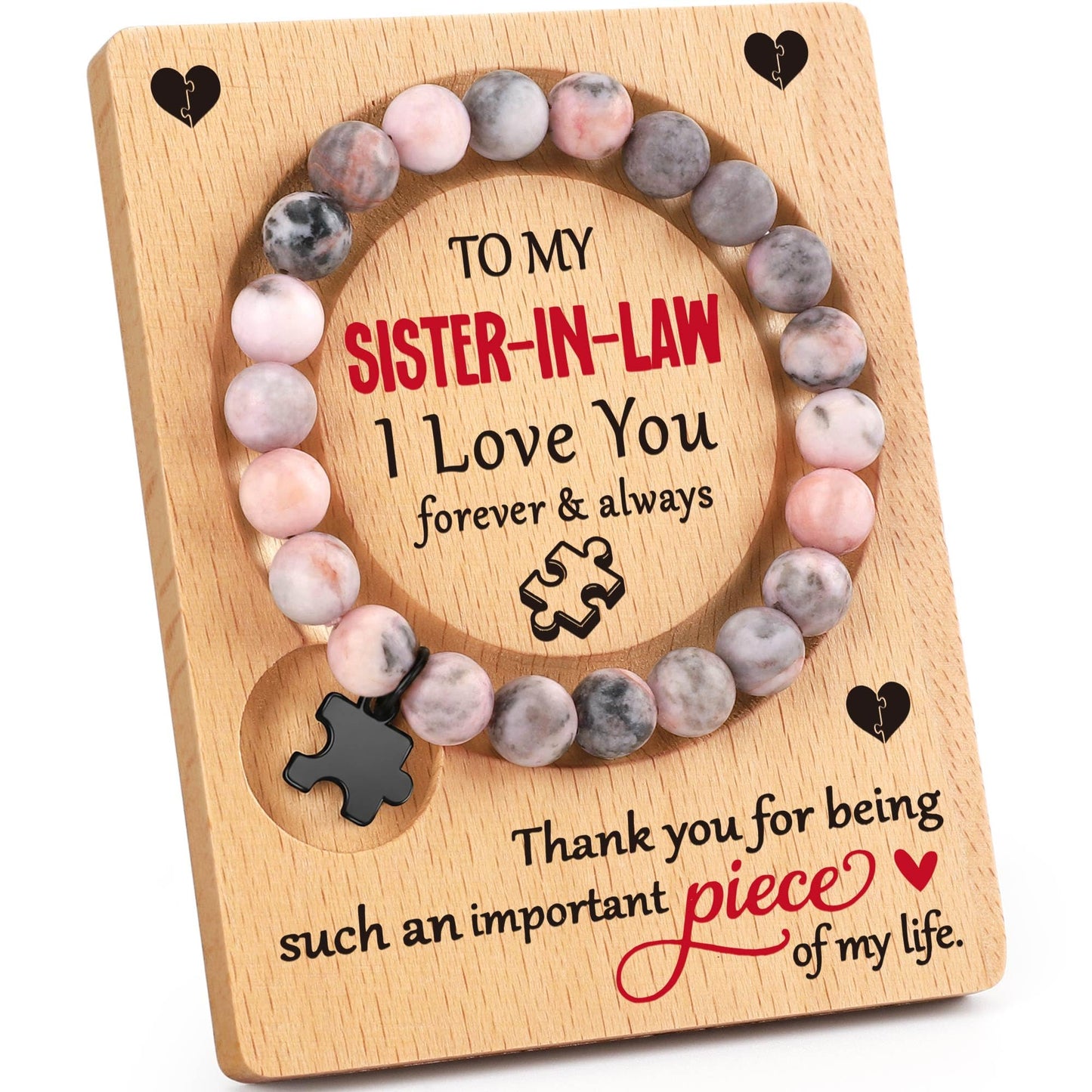 WZHENAINI Sister in Law Gifts, Sister Mothers Day Birthday Gift for Her, Unique Sisters Bracelets Mother's Day Wedding Annivesary White Elephant Gifts for Women Stocking Stuffers