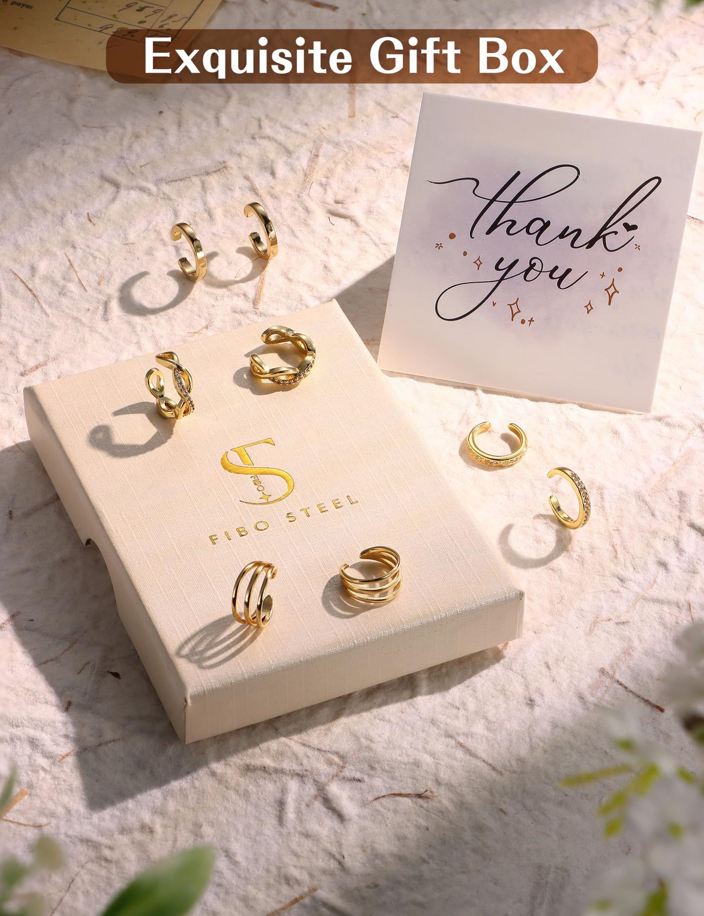 4 Pairs Ear Cuffs Non Piercing - 14K Gold Plated Ear Cuffs Earrings for Women Trendy Ear Cuff for Non Pierced Ears Clip On Carrtilage Earring Lightweight Adjustable Fake Earrings Set Classic