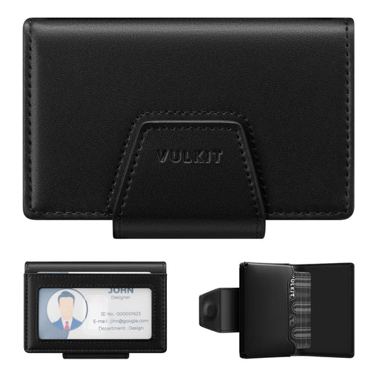 VULKIT RFID Blocking Credit Card Holder, Leather Business Card Holder Case, Minimalist Wallet with Magnetic Closure