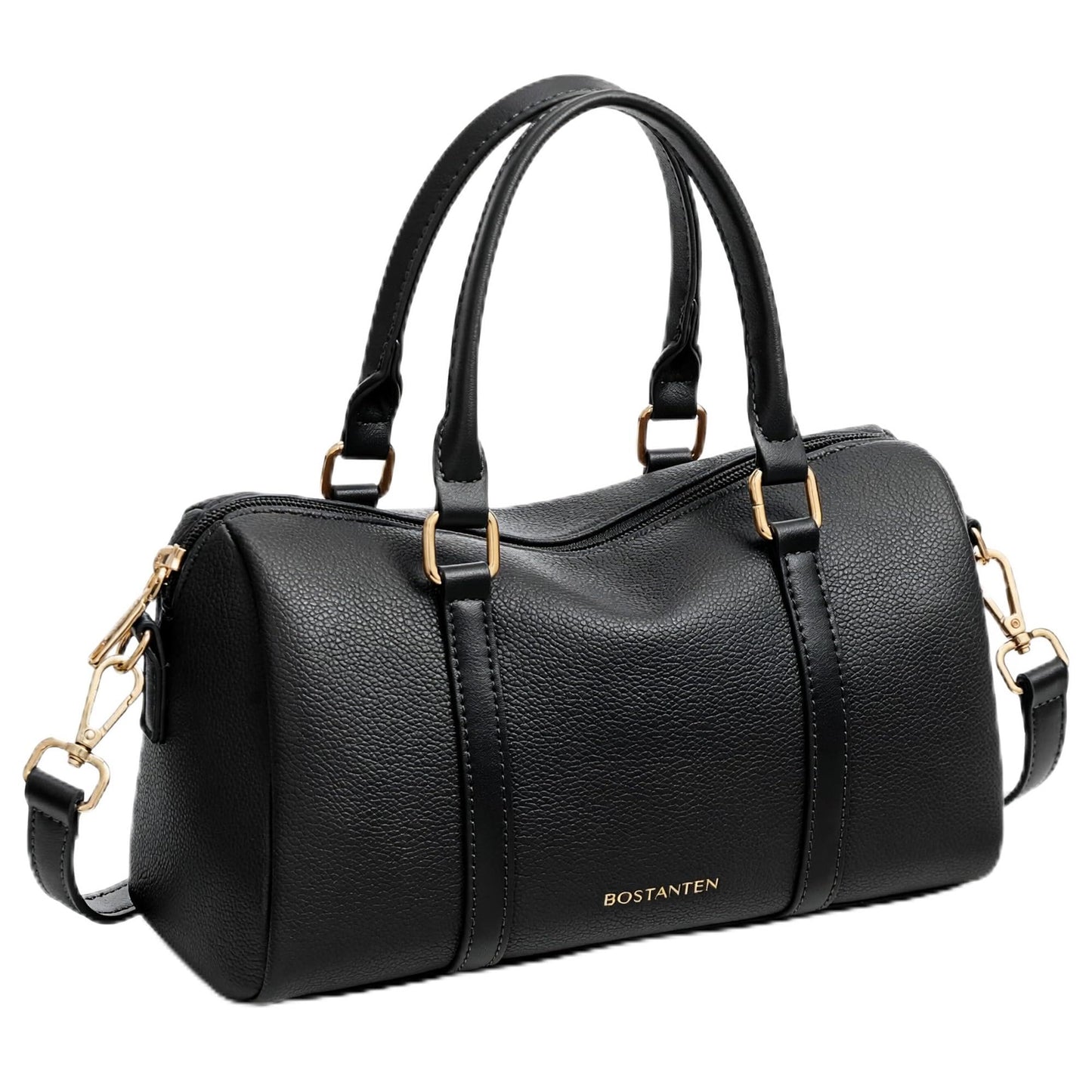 BOSTANTEN Crossbody Purse for Women Vegan Leather Satchel Bag Top Handle Shoulder Handbag for Daily, Travel, Black