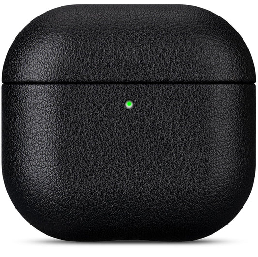 LOPIE Handmade Case for AirPods 4 / AirPods 4 with Active Noise Cancellation Leather Case, Fully-Wrapped with Top Grain Leather, Protective Hard Shell Cover for Gen 4 AirPods - Black