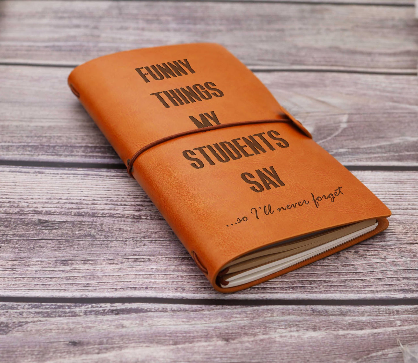 Unique Teacher Memory Journal from Students-Thank You Gift-End of Year Keepsake-Teacher Appreciation Gift-Refillable Travel Photo Diary Journal-Funny Things My Students Say