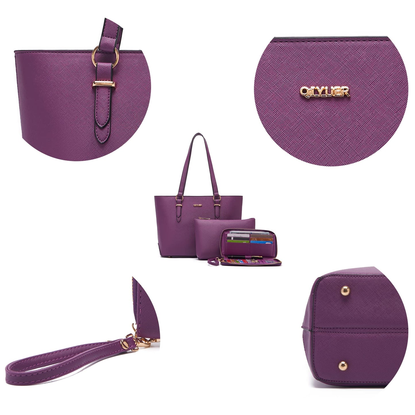 Purses And Wallets Set For Women Tote Satchel Handbags Shoulder Bag Top Handle Totes Purse With Matching Wallet Purple