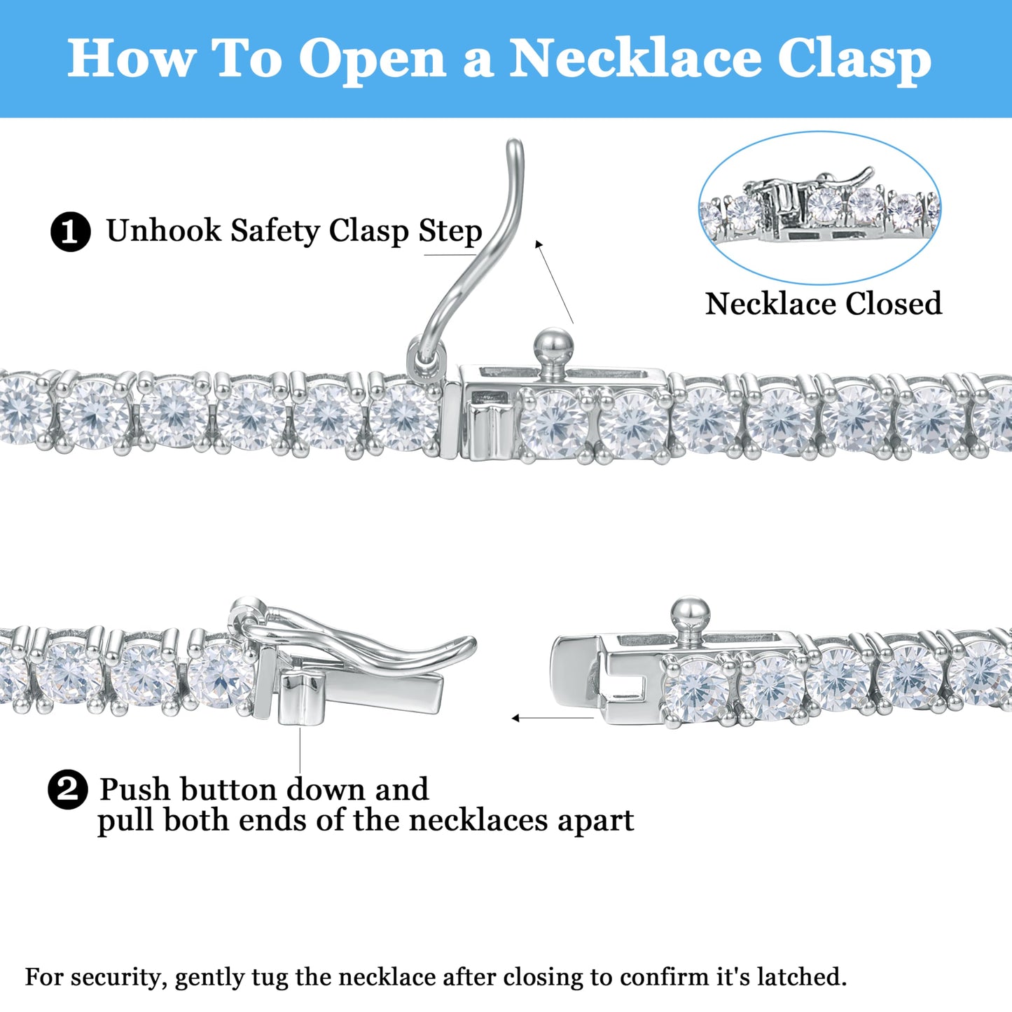 Gemsme 4.0mm CZ Tennis Necklace, 18K White Gold Plated 4.0mm Round Cubic Zirconia Classic Tennis Necklace 16 Inch