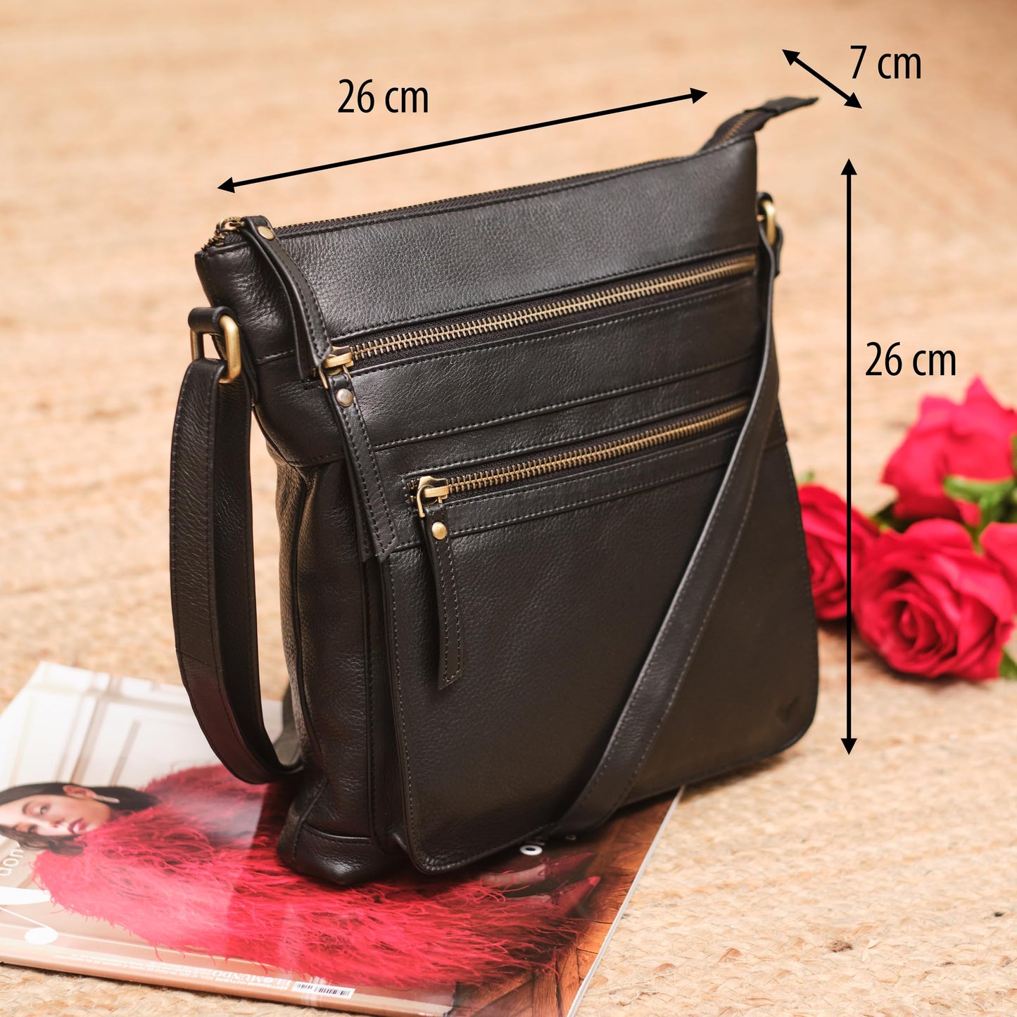 Lavalen Leather Crossbody Bags for Women - Leather Cross Body Bag for Woman -Small Handbag with Large Capacity & Many Zippers
