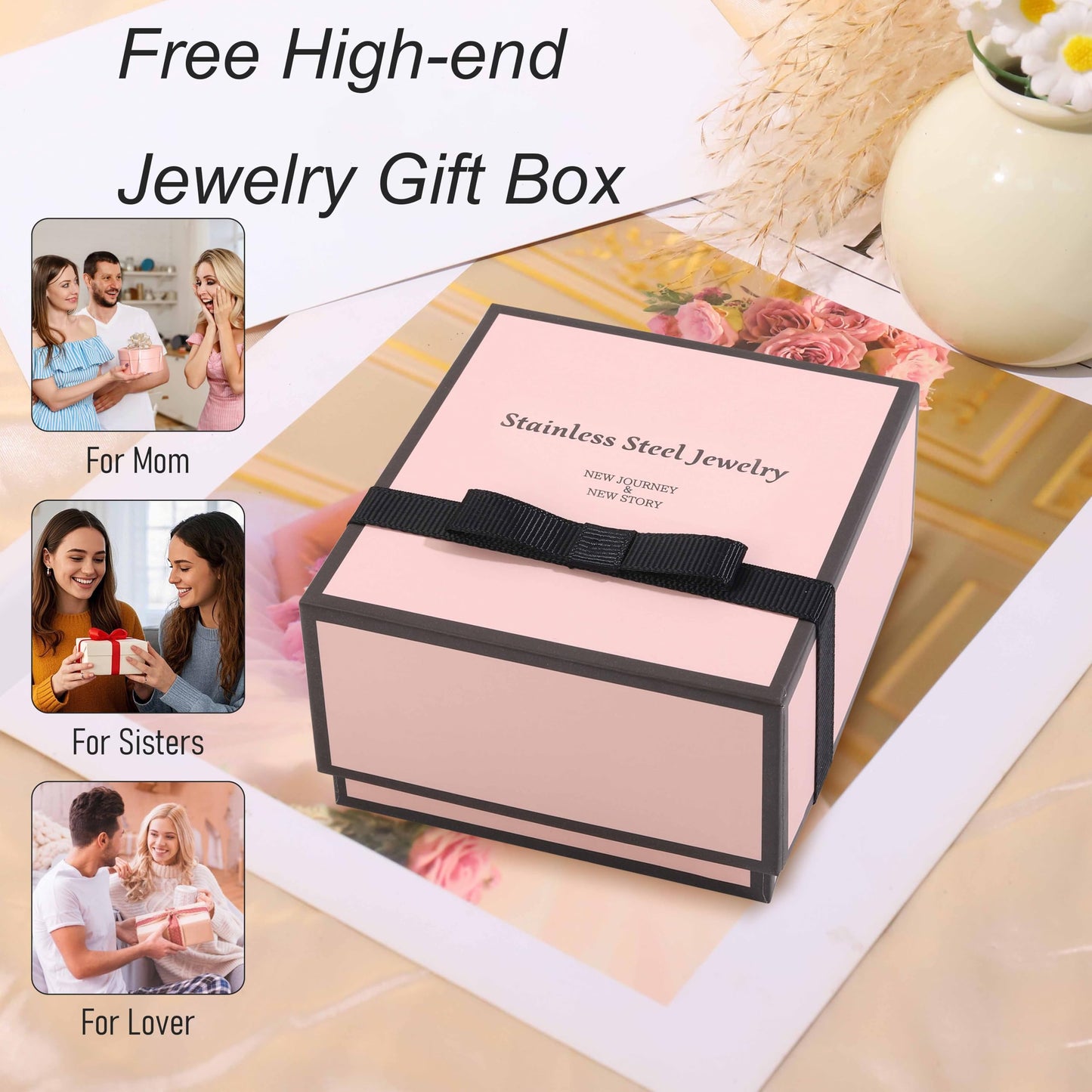 ISELBDR 18K Silver Bracelets for Women - Stackable Clover & Nail Love Bangle Set - Non-Tarnish Stainless Steel Jewelry for Valentine's, Mother's Day & Christmas (Silver-1)