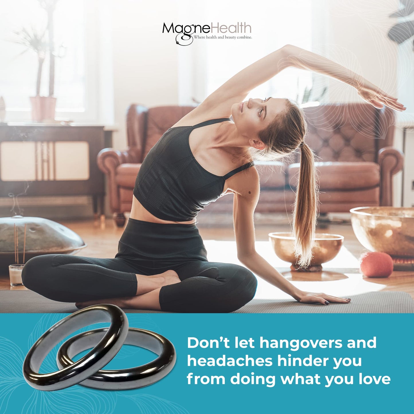 MAGNEHEALTH Holiday Hangover Hematite Ring, Elegant Magnetic Hematite Ring as Jewelry for Men and Women (Size 6)