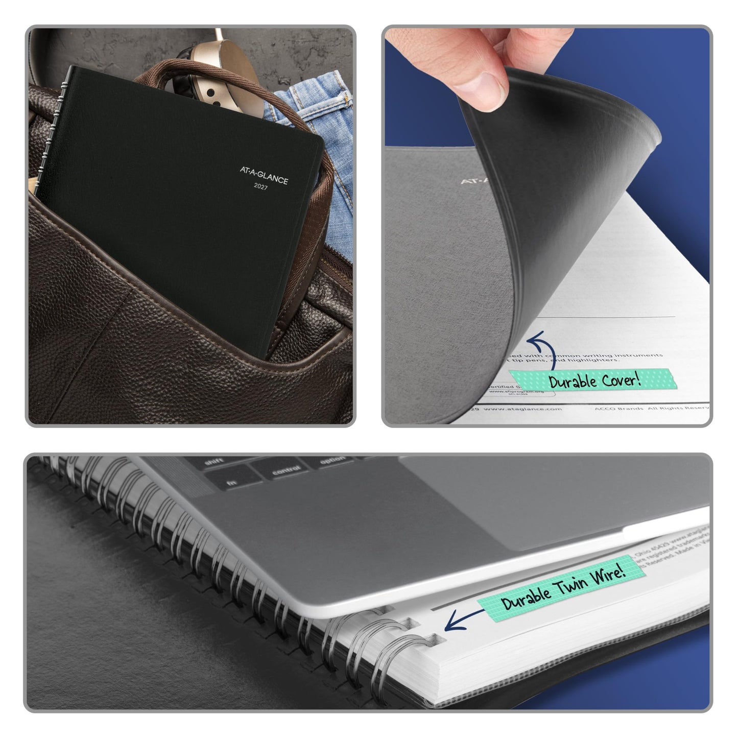 AT-A-GLANCE 2027 Appointment Book Planner, Daily Group Planner, 8" x 11", Four Person, Quarter-Hour, DayMinder, Black (G5600027)