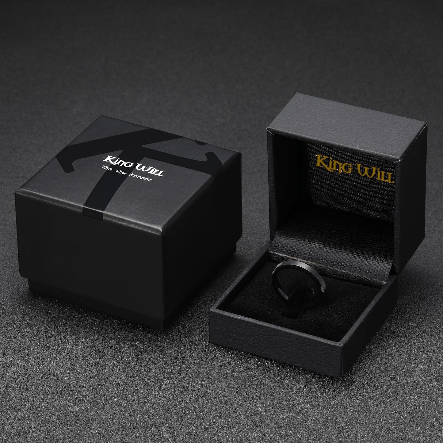 King Will 4mm Black Tungsten Men's Wedding Band - Brushed Matte Finish, Beveled Polished Edge, Comfort Fit 6