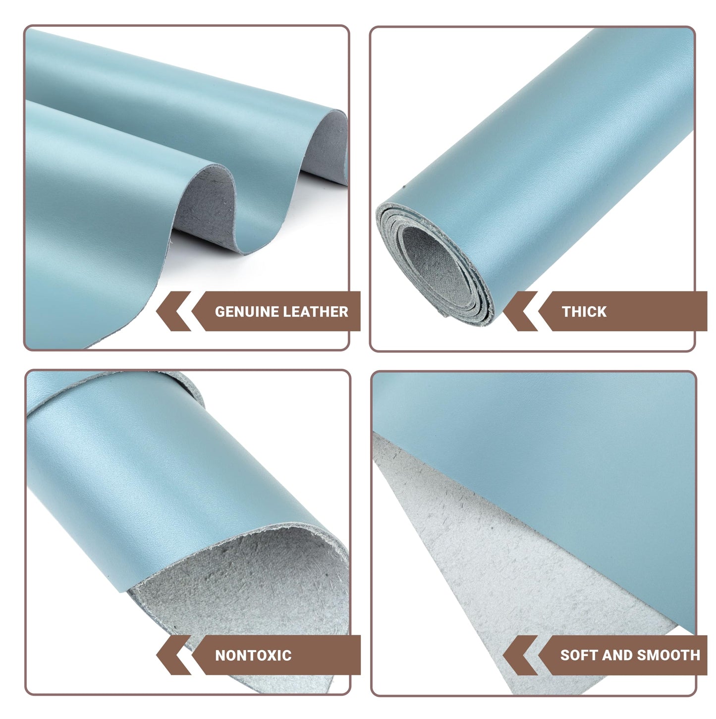 Shkira 12''X24'' Tooling Leather Square - 2.0MM Light Blue Sheets for Crafts - Leather Sheets for Crafts Tooling Sewing Hobby - Thick Cowhide Pieces - Fabric for Crafting