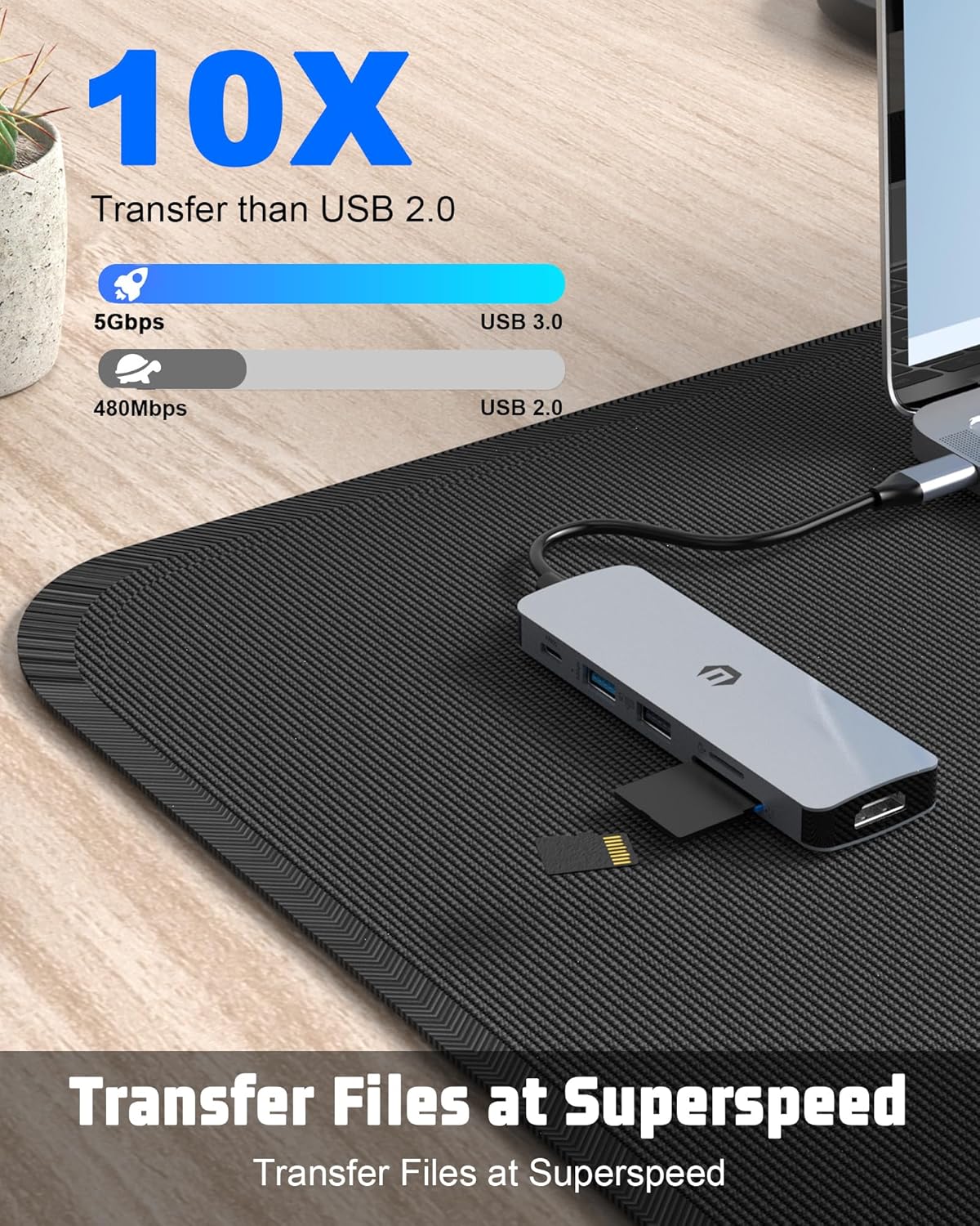 TOTU 100w 4K 3.0, USB C Hub, PD USB C Docking Station, Display HDMI Docking Station (USB A SD/TF Slot) Type C Hub