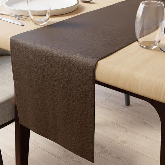 Encasa XO Faux Leather Table Runner | Size 12"x72" with 0.7mm Thick | Dark Brown | Waterproof & Nonslip Tricot Backing | Green Color for Dining & Kitchen Table Decor