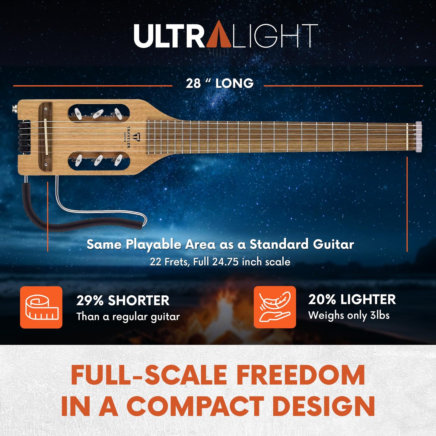 Traveler Guitar Ultra-Light Classical 6 String Guitar, Right, Mahogany (ULN MHSBW)