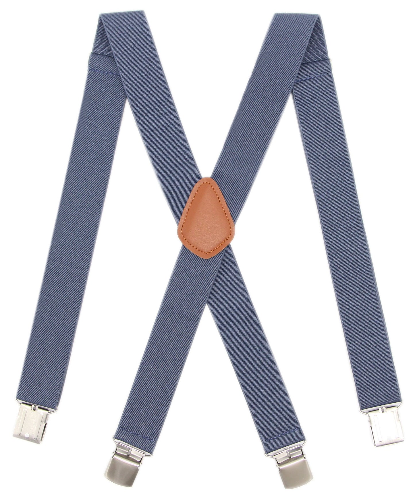 Bioterti Men’s Heavy Duty X- Back Suspenders-Adjustable Size, Long & Elastic Braces (Light Blue)