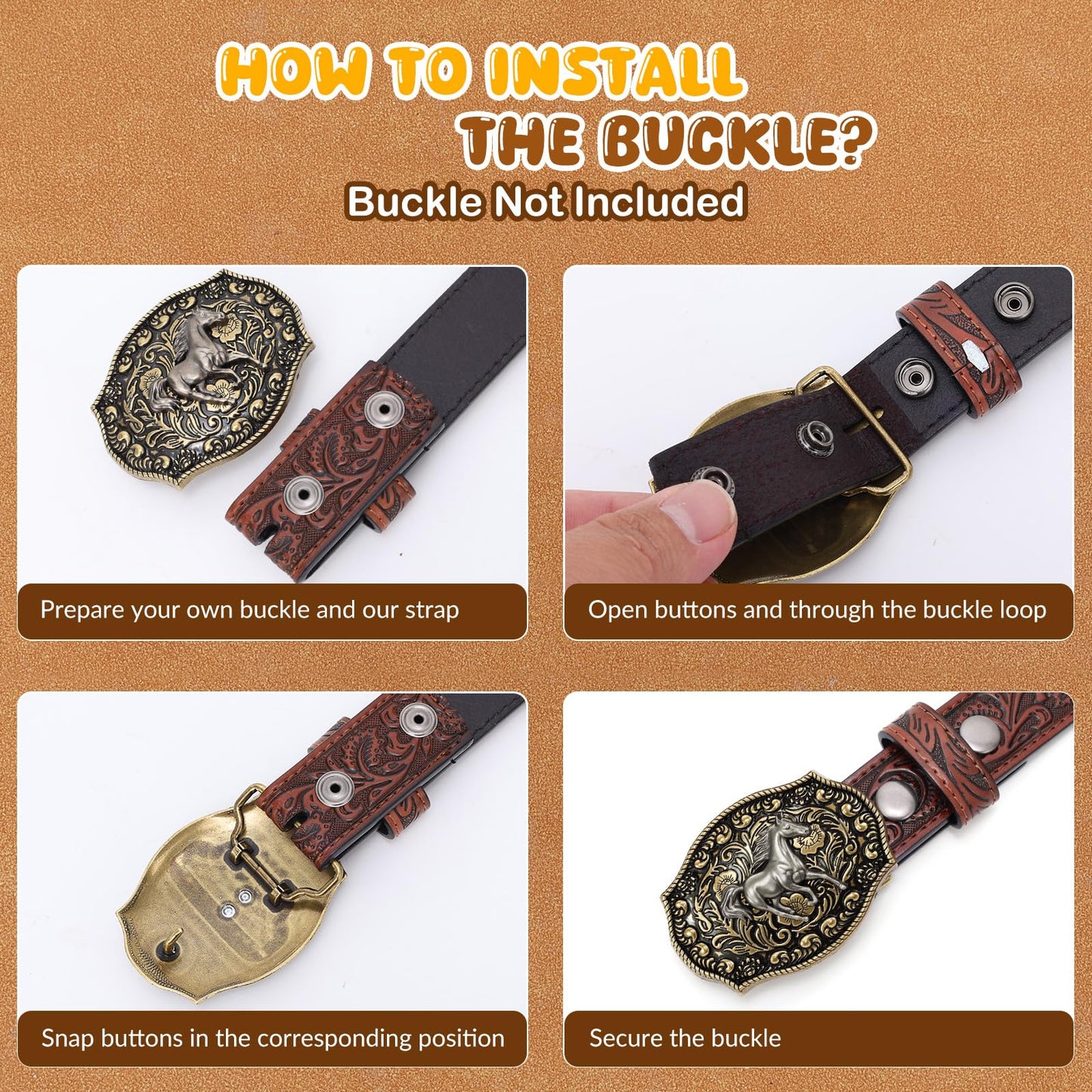SANSTHS Kids Western Belt without Buckle Genuine Leather Boys Girls Belt Strap Cowgirl Cowboy Belts for Jeans Western Gifts, Embossed Leaf/Black