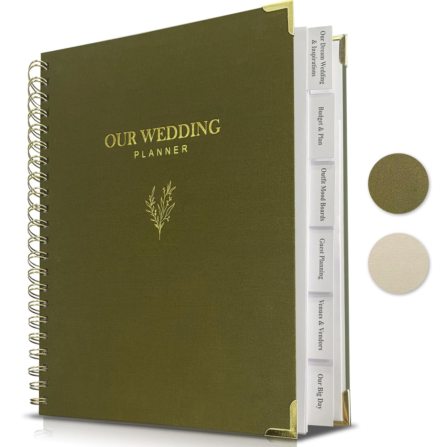 LADY&HOME Wedding Planner Book and Organizer, Linen Cover Wedding Planner Binder, Engagement Gift for Couples, Bride to be Gifts with Calendars, Checklist and Pockets(Emerald Green)