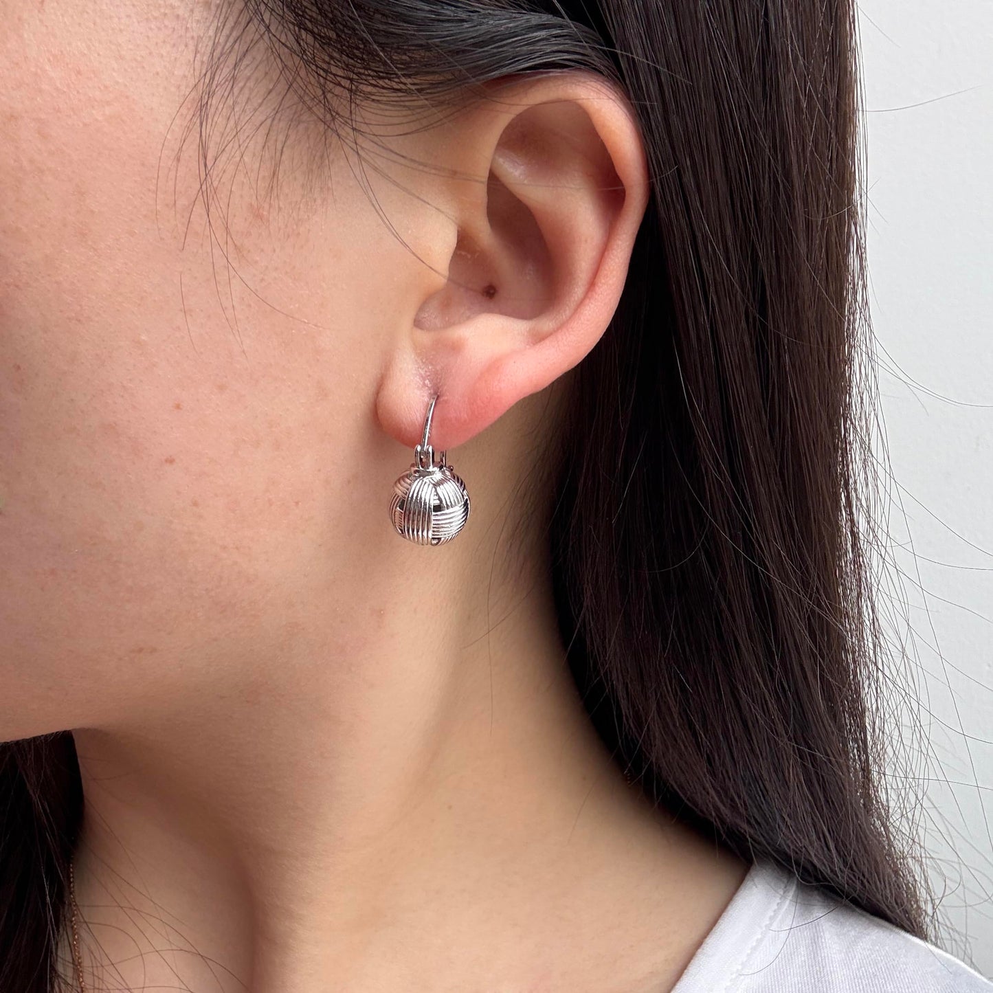 OwMell Elegant 925 Sterling Silver Pearl Drop Earrings Dangle Stud Silver Plated Earrings for Women Large Size 12mm - Weave Silver