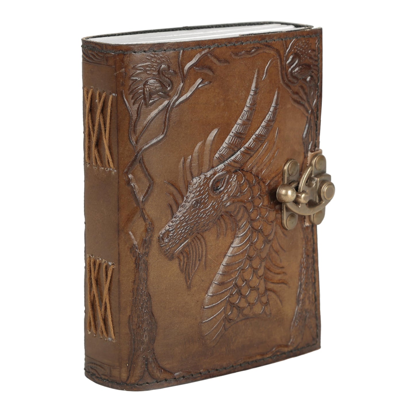 Shaista Handicraft Embossed leather bound journal dragon game of thrones diary with clasp lock vintage perfect notebook blank book of shadows unlined paper sketchbook 7x5 Inch