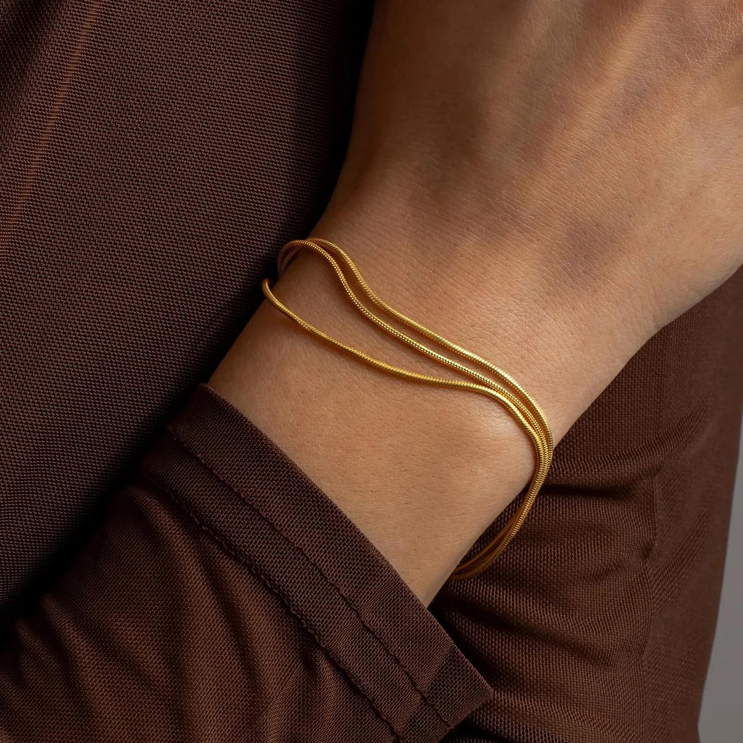 Striviio 14K Silver Plated Bracelets for Women Triple Herringbone Chain Bracelet Minimalist, Dainty Silver Bracelet for Everyday Wear, Minimalist Jewelry