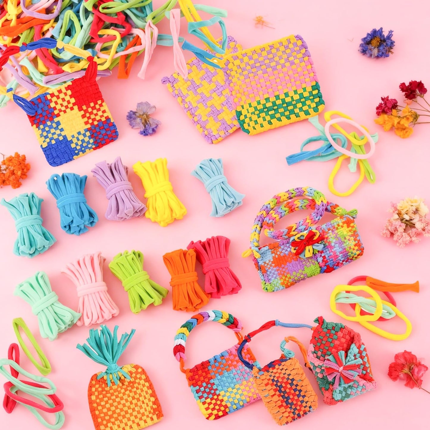 CXIIPOL 1000 Pcs 7 inch Colorful Loom Loops Potholder, 10 Colors Weaving Loom Refill Loops, Flexible DIY Kit Colorful Weaving Crafts for DIY Projects