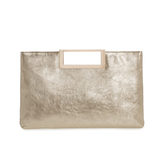 CHARMING TAILOR Fashion PU Leather Handbag Stylish Women Convertible Clutch Purse (Gold)