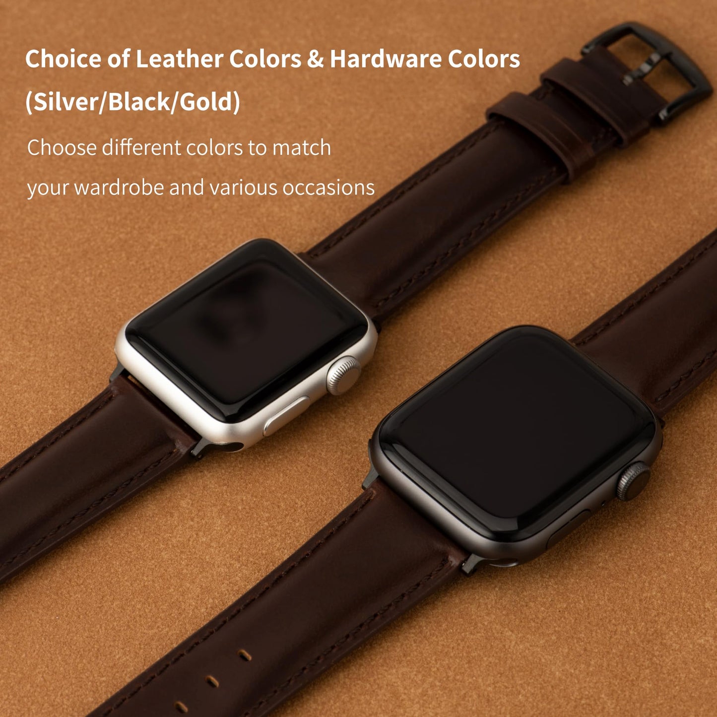 CORROPELLE Leather Watch Bands Compatible with Apple Watch 49mm 46mm 45mm 44mm 42mm, Top Grain Genuine Leather Straps Replacement Band for iWatch Series 11 10 9 8 7 6 5 4 3 2 1 SE3/2/1 Ultra3/2/1
