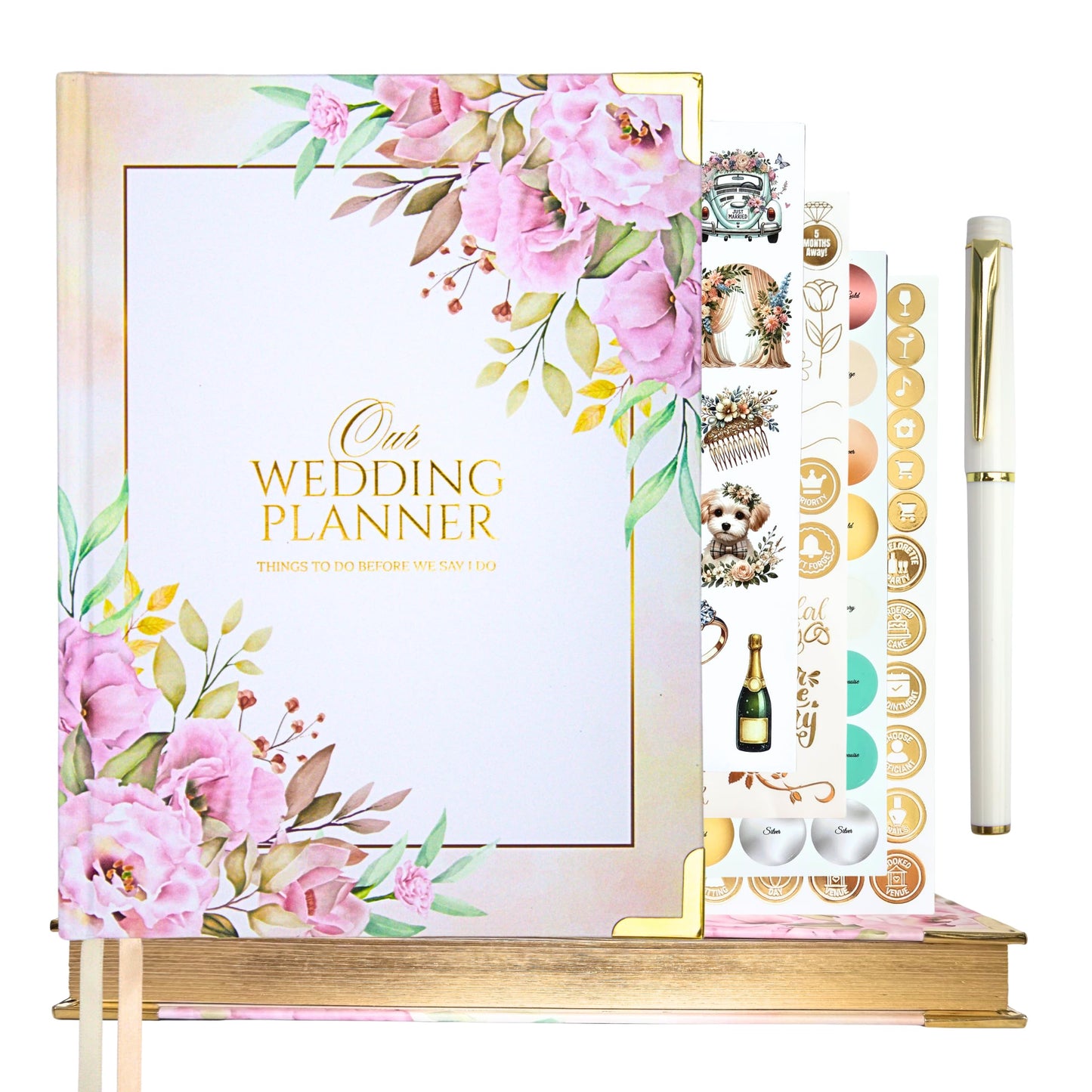 Simar Shop Wedding Planner Book and Organizer – Luxury Floral Hardcover Bridal Planner 9.45 x 7.09 in with Stickers, Pen & Box – Engagement Gift & Bride-to-Be Keepsake – 229 Pages, Tips, Budget Tracker & Calendar