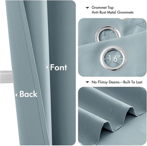 MIULEE Slate Blue Blackout Curtains - Thermal Insulated Room Darkening Drapes, 54" Long, 2 Panels