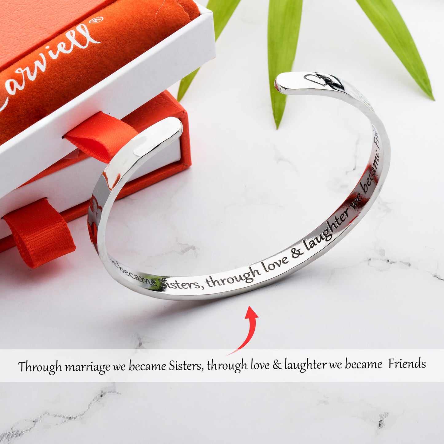 Carviell Sister in Law Bracelet, Wedding Gift from Bride, Sisters by Marriage Friends by Choice, Birthday, Christmas, Bridal Shower Jewelry